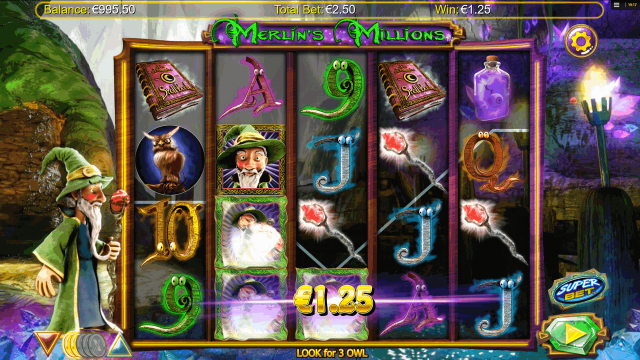 Игровой интерфейс Merlin's Millions 3